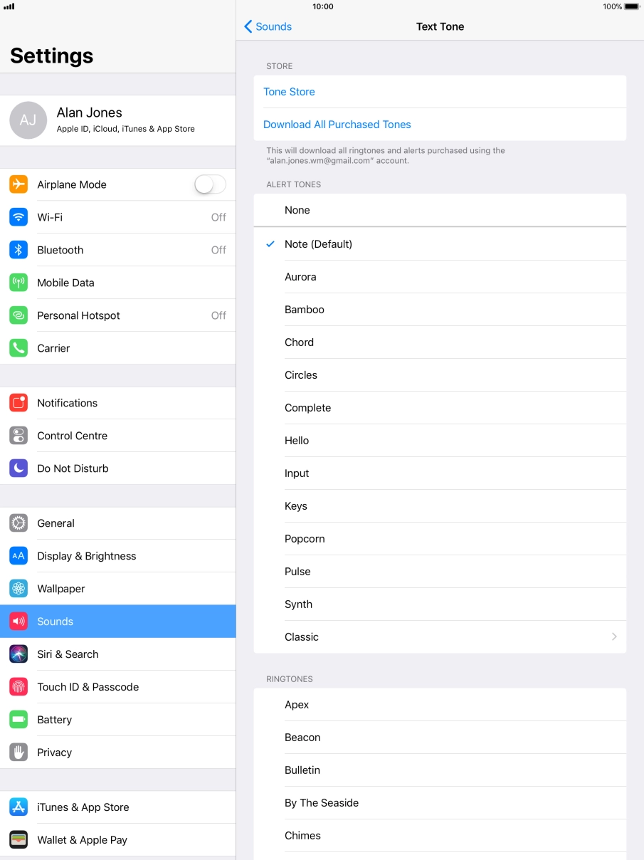 Press the different message tones to hear them.