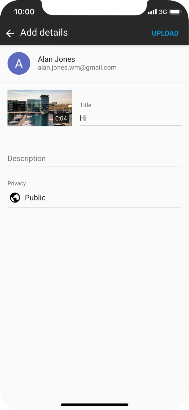 Write the required text and press UPLOAD.