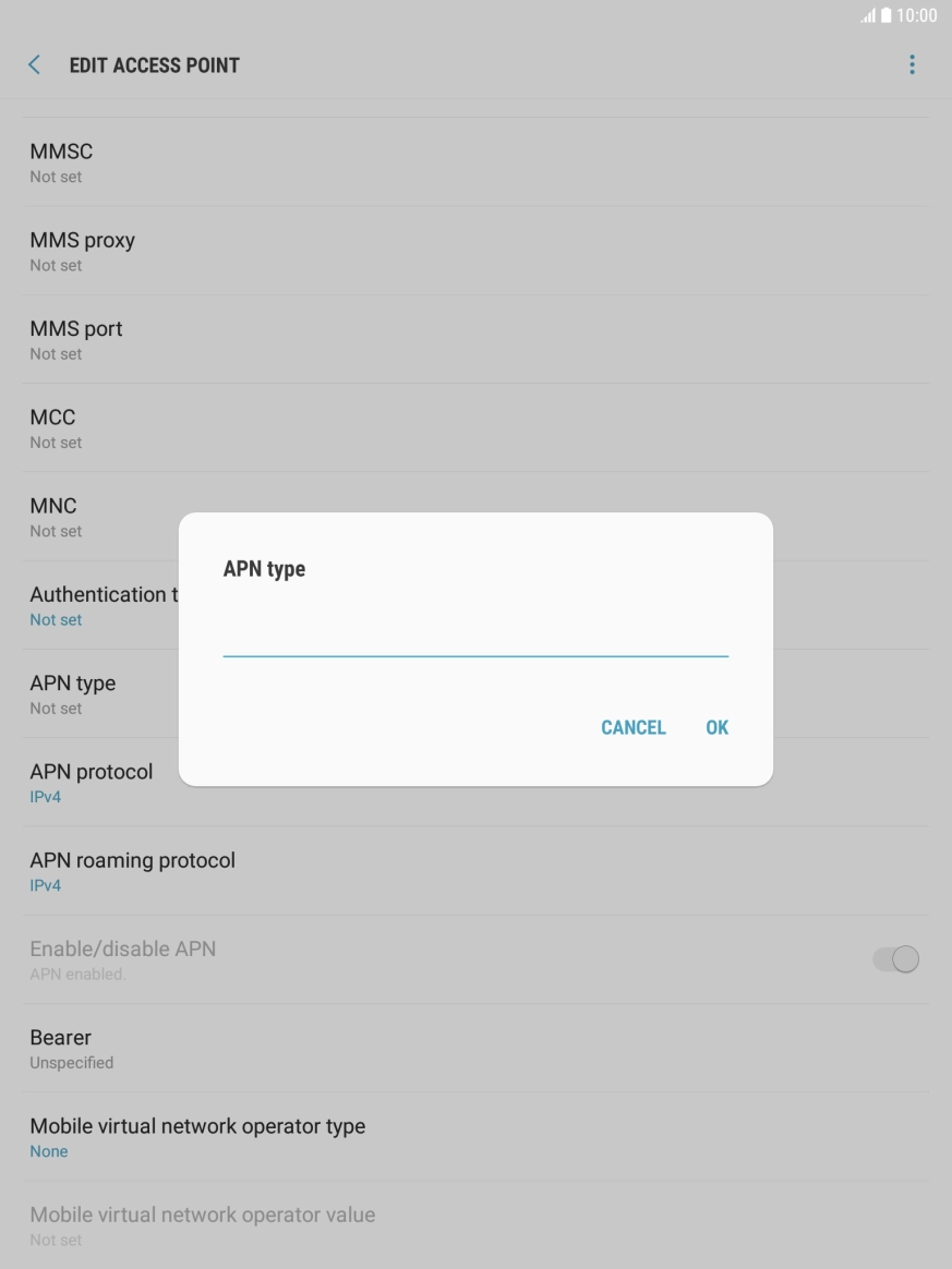 Key in default and press OK.