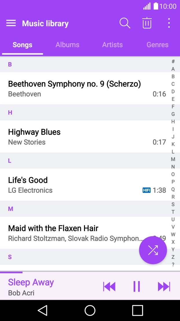 Press the required audio file.