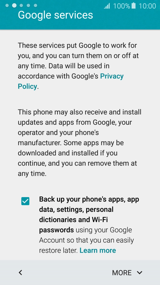 Follow the instructions on the screen to transfer the content from the other phone and finish the activation of your phone.