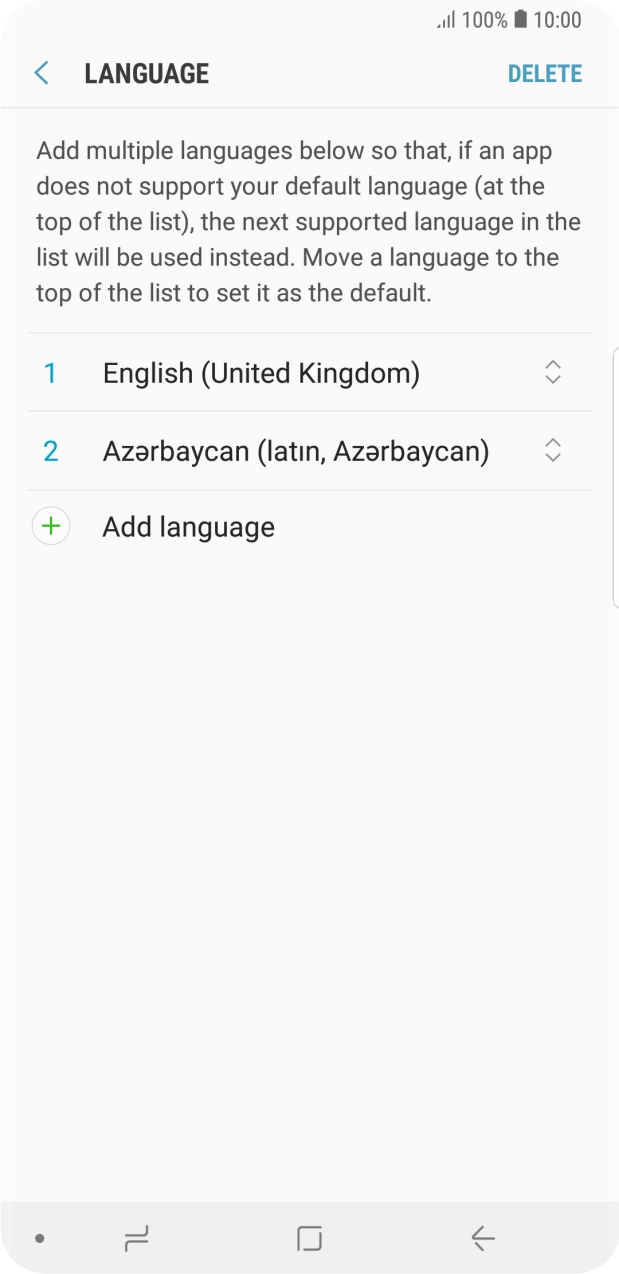 To subsequently select another language as the default language, press the move icon next to the required language and drag it to the top of the list.