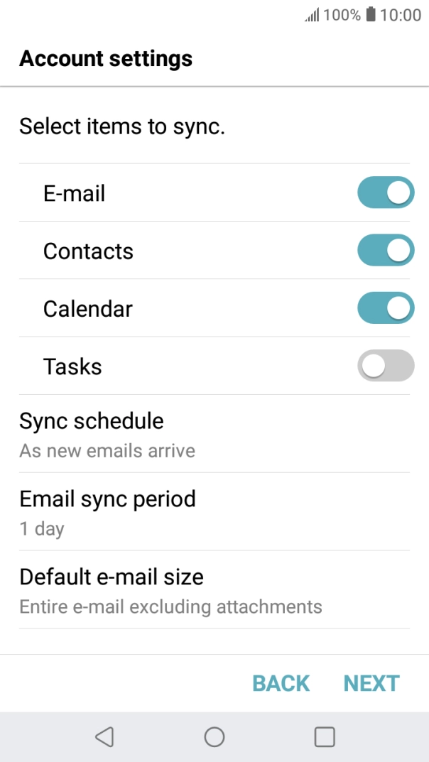 If this screen is displayed, you email account has been recognised and set up automatically. Follow the instructions on the screen to key in more information and finish setting up your phone.