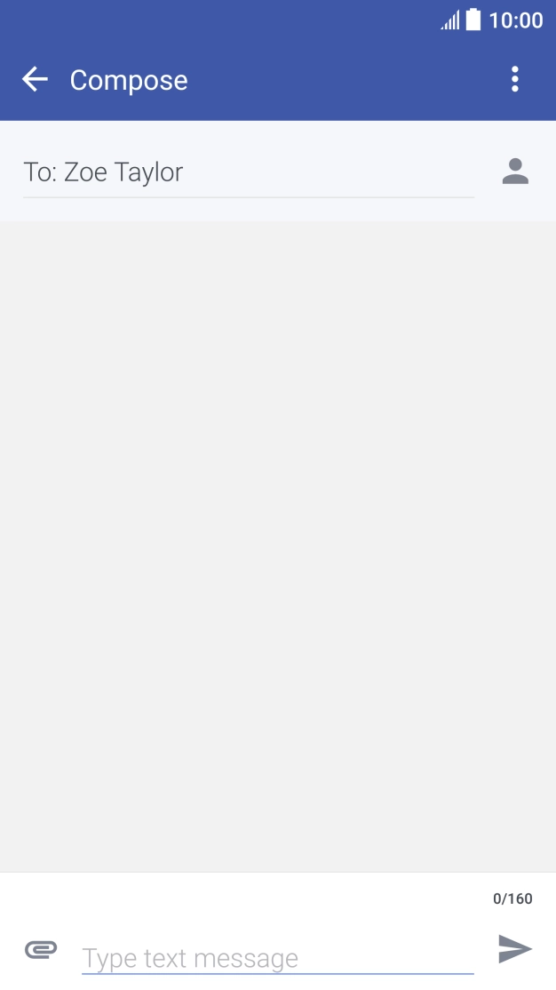 Press the text input field and write the text for your text message. Press the text input field and write the text for your text message.