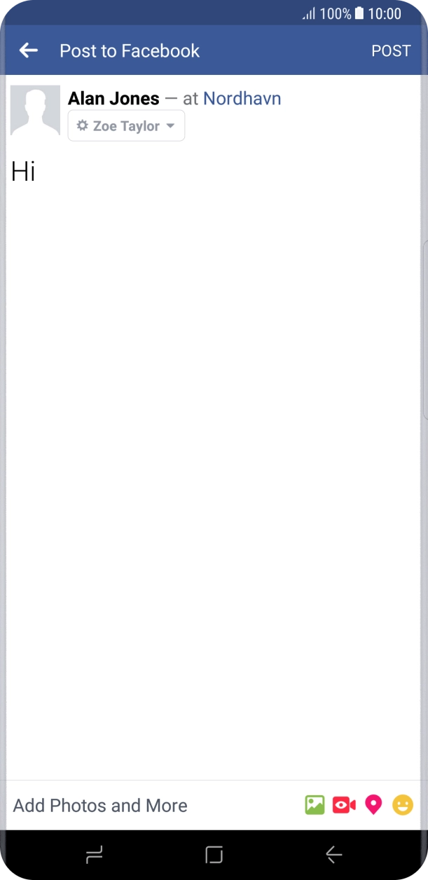Write the required text and press POST.