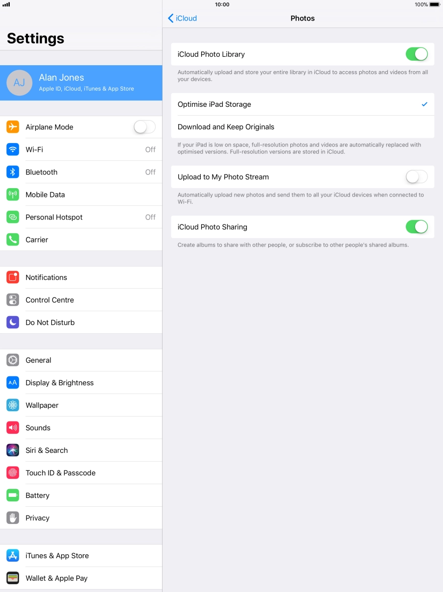 Press the indicator next to 