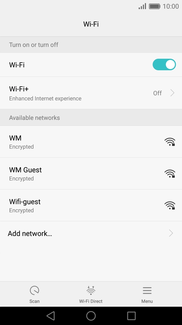 Press the required Wi-Fi network.