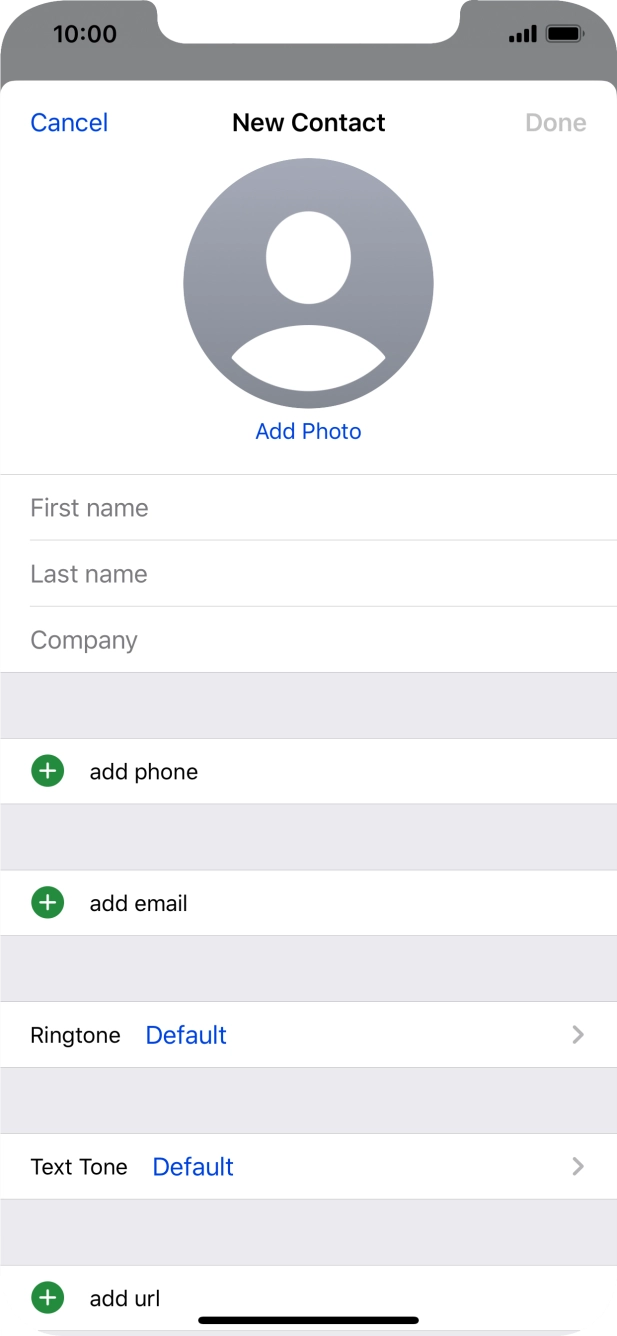 Press First name and key in the first name.