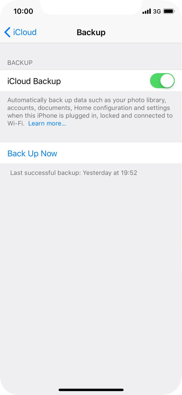 Press Back Up Now and wait while the phone memory is backed up.