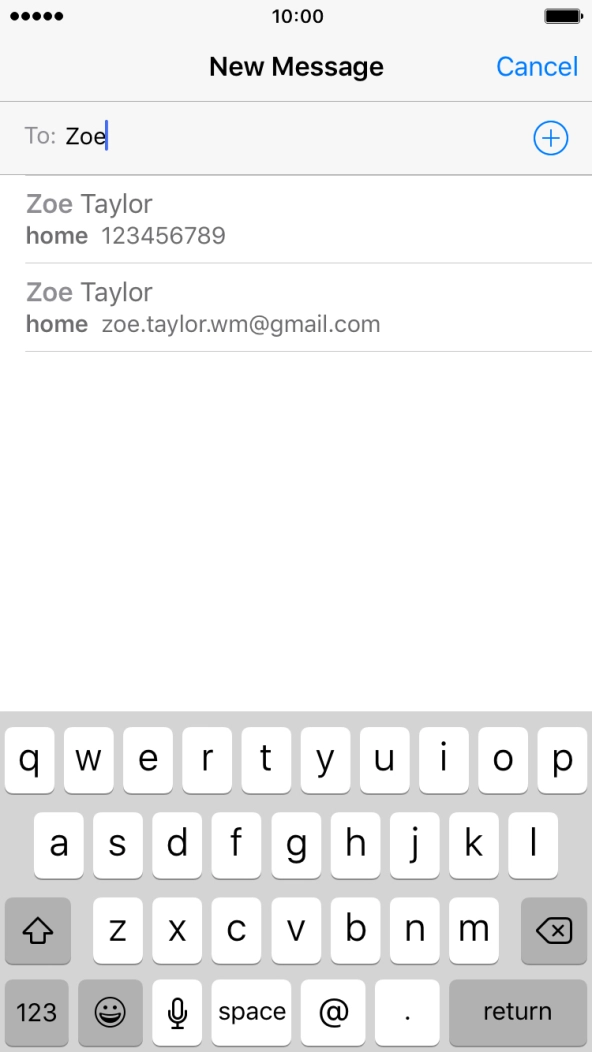Key in the first letters of the recipient's name and press the required contact.