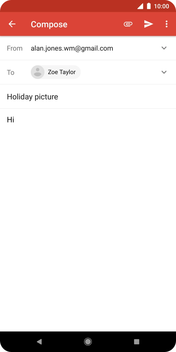 Press the send icon when you've finished your email.