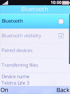 Select Bluetooth to turn on Bluetooth.