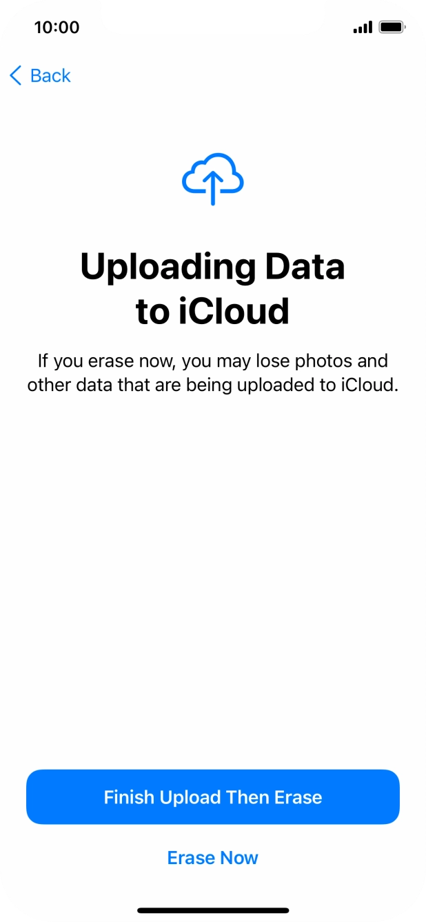 Press the required setting.