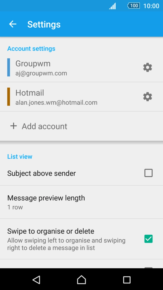 Press the required account.