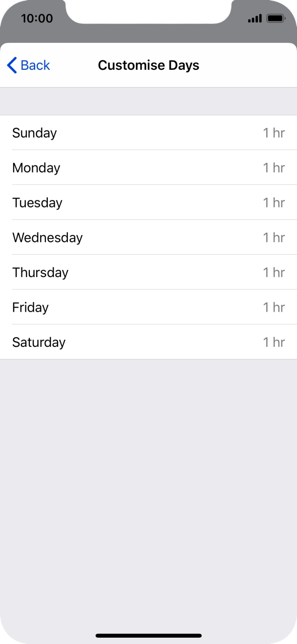 Press the required days.