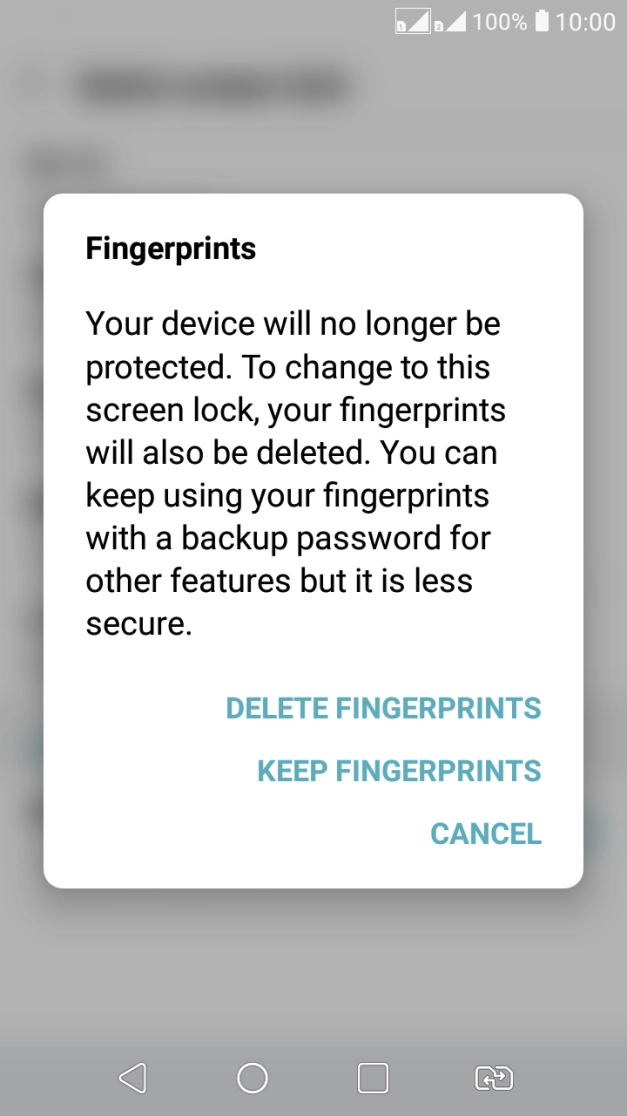 Press DELETE FINGERPRINTS.