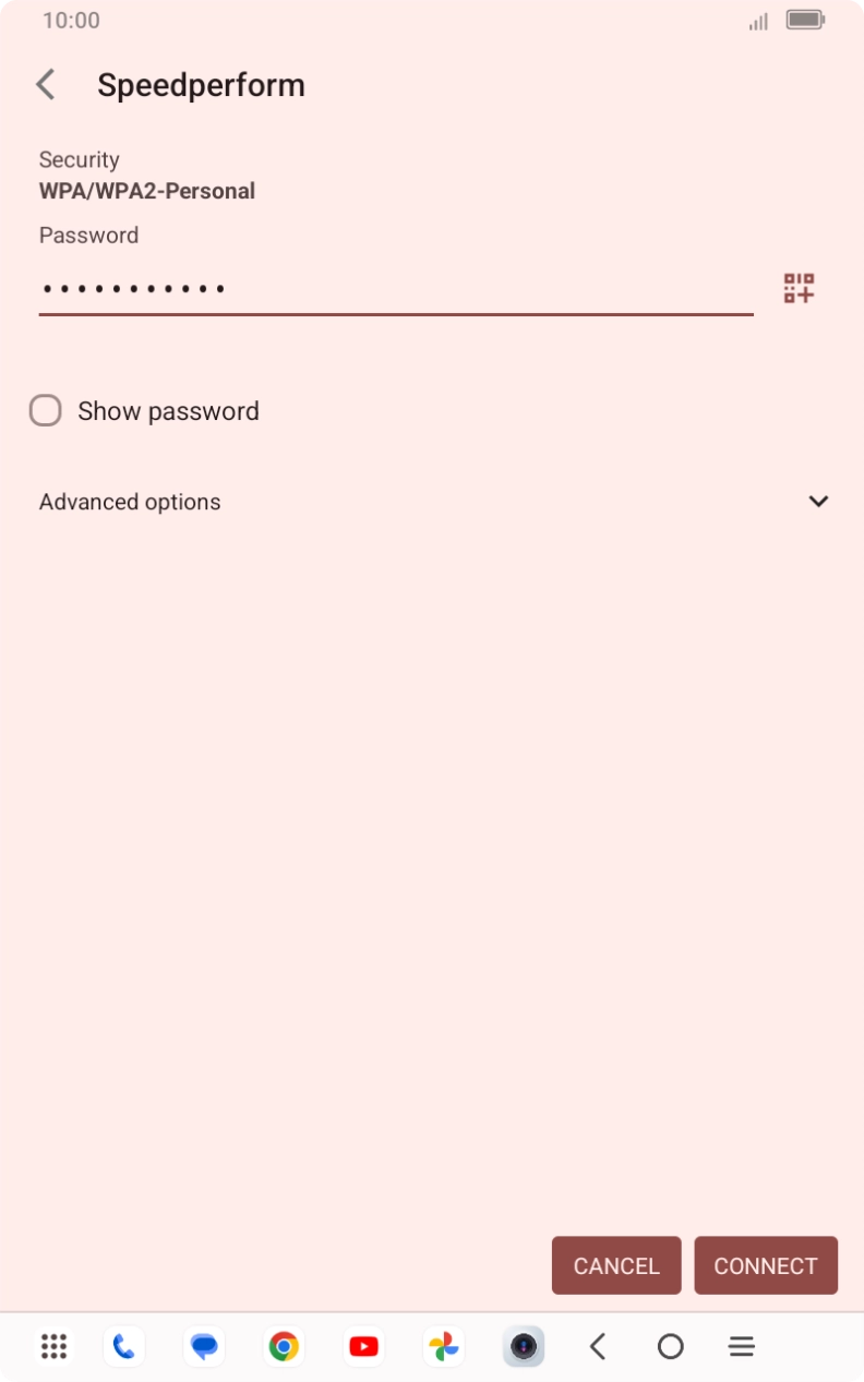 Key in the password for the Wi-Fi network and press CONNECT.