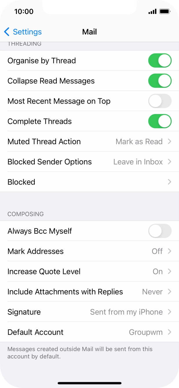 Press Default Account.
