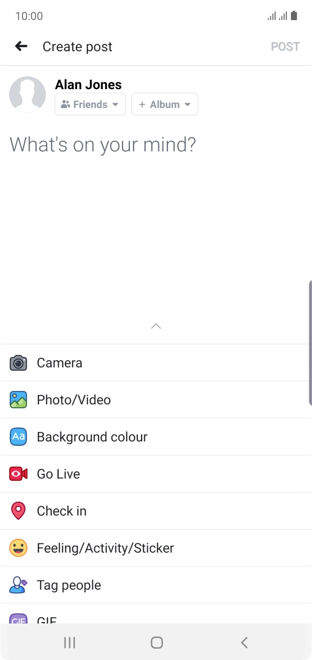 Press the text input field and write the required text.