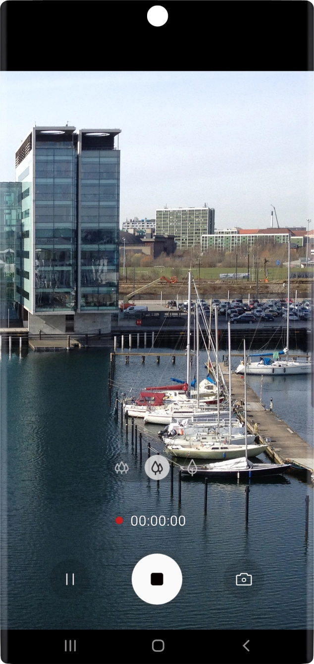 Press the stop icon to stop recording.