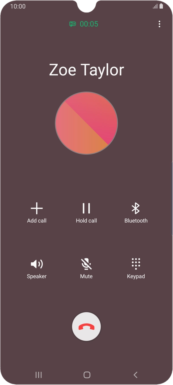 Press the end call icon. Press the end call icon.
