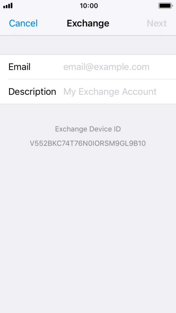 Press Email and key in your email address.