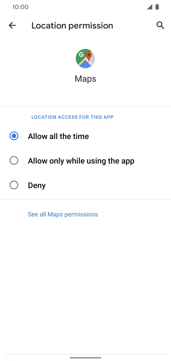 Press the required setting.