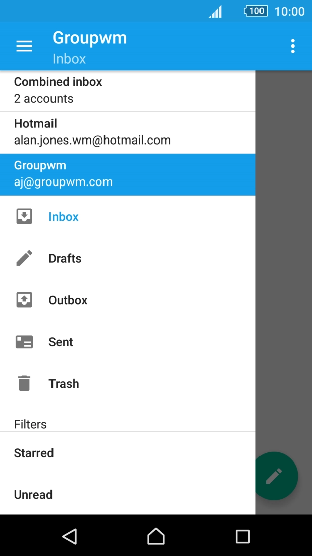 Press the required email account.
