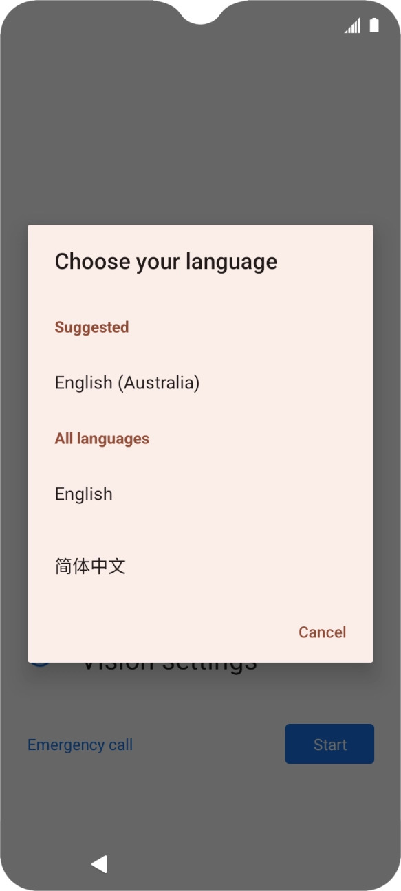 Press the required language.