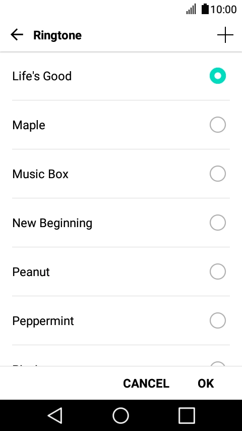 Press the add ring tone icon and go to the required ring tone.