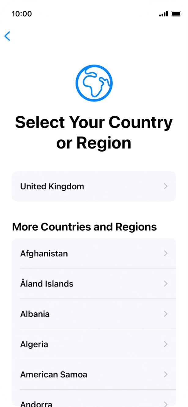 Press the required country or area.