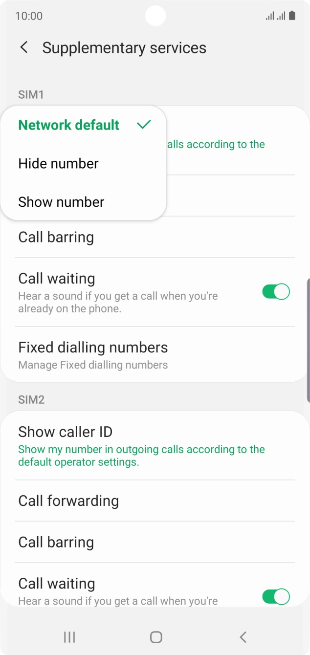 Press Show number to turn on caller identification.
