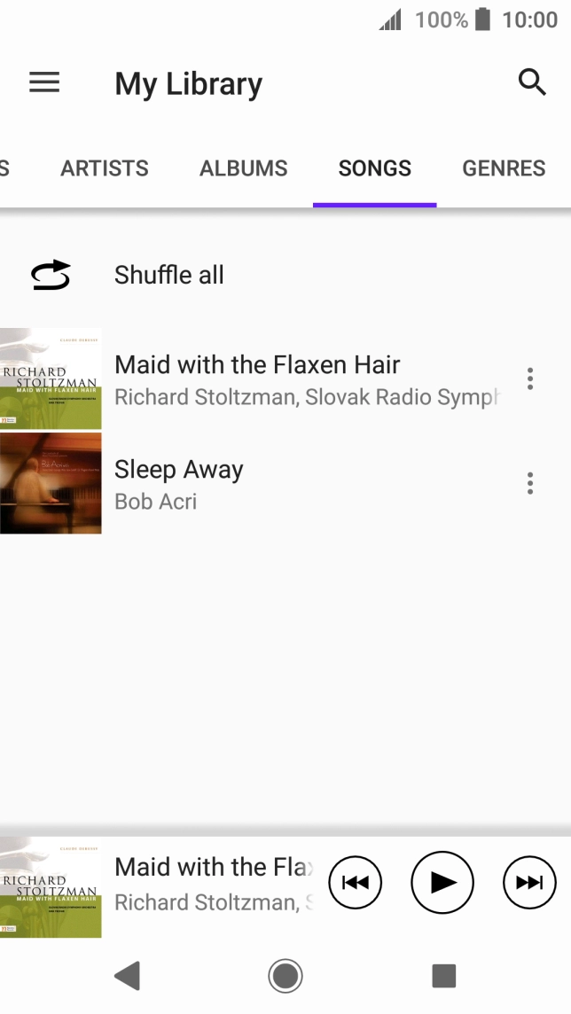 Press the required audio file.