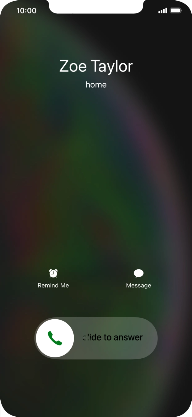 If the screen lock is turned on, press and drag the accept call icon right.