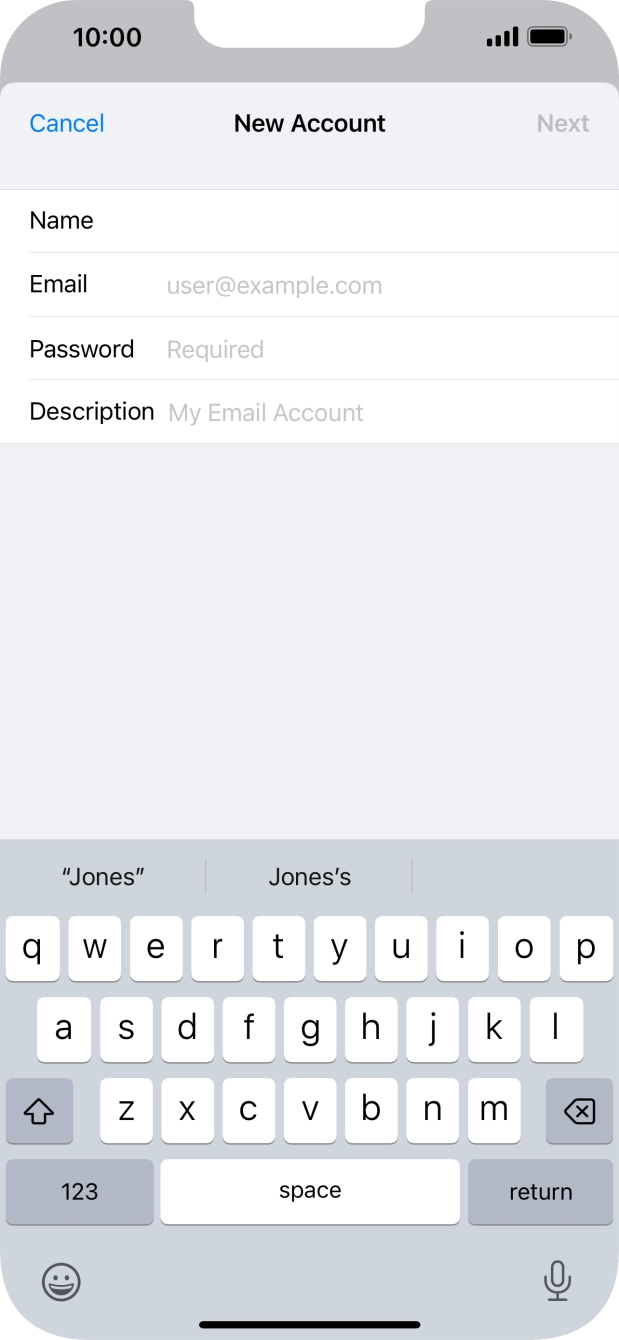 Press Email and key in your email address.