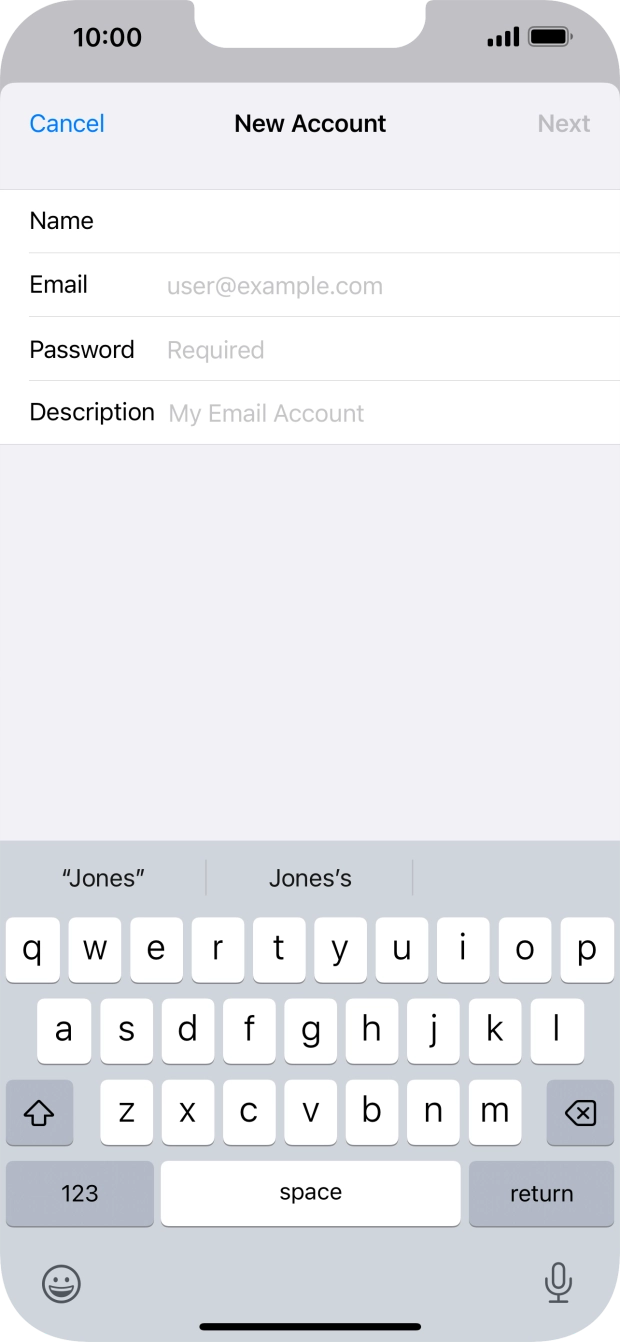 Press Email and key in your email address.