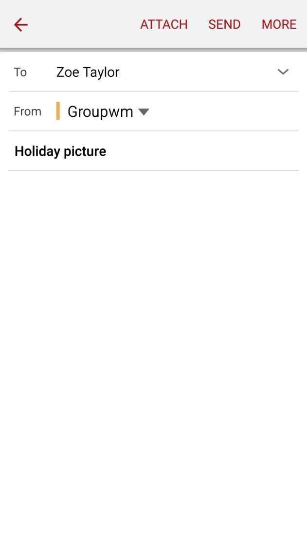 Press the text input field and write the text for your email.