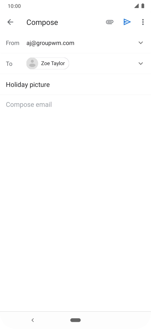 Press the text input field and write the text for your email.