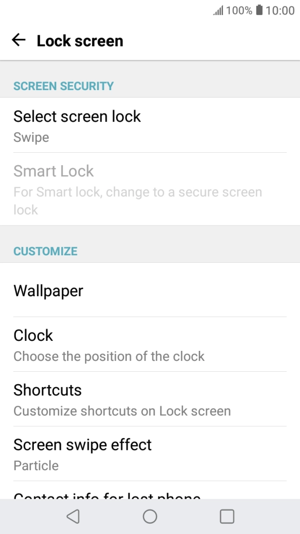 Press Select screen lock.
