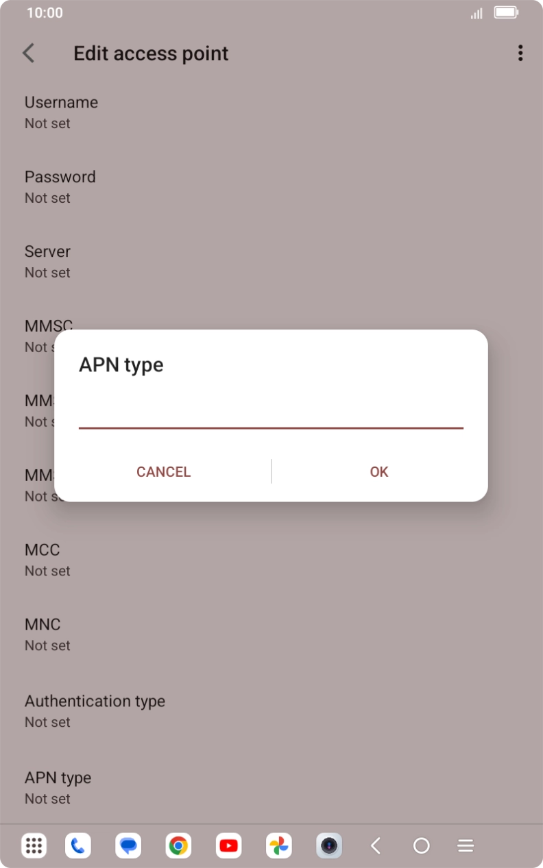 Key in default and press OK.