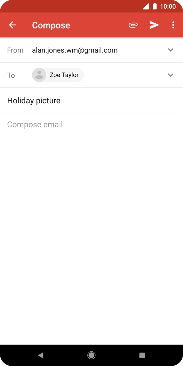 Press the text input field and write the text for your email.