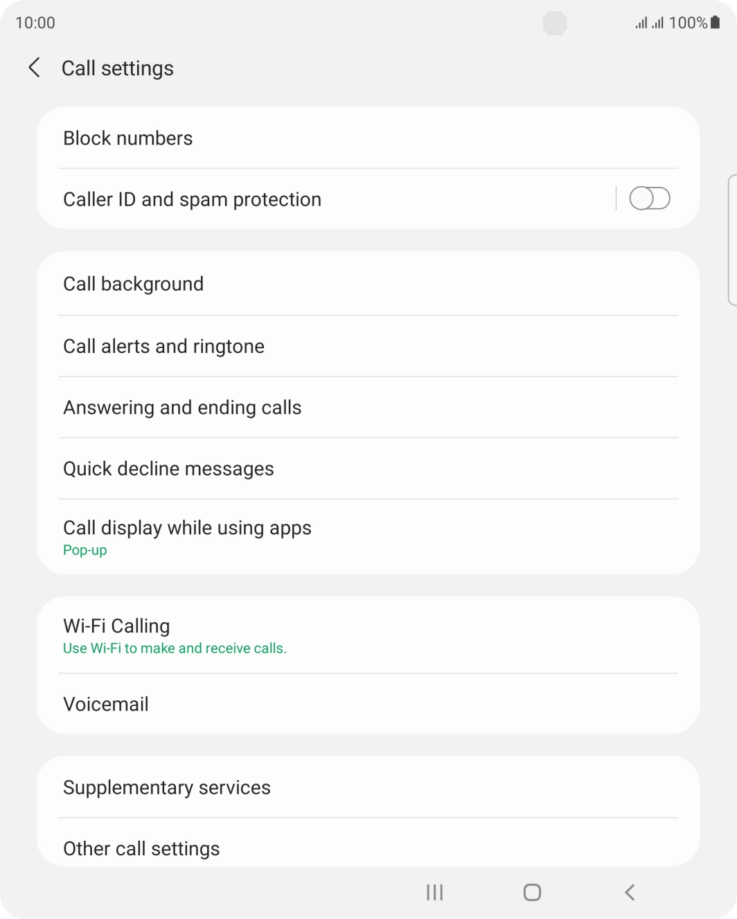 Press Supplementary services.