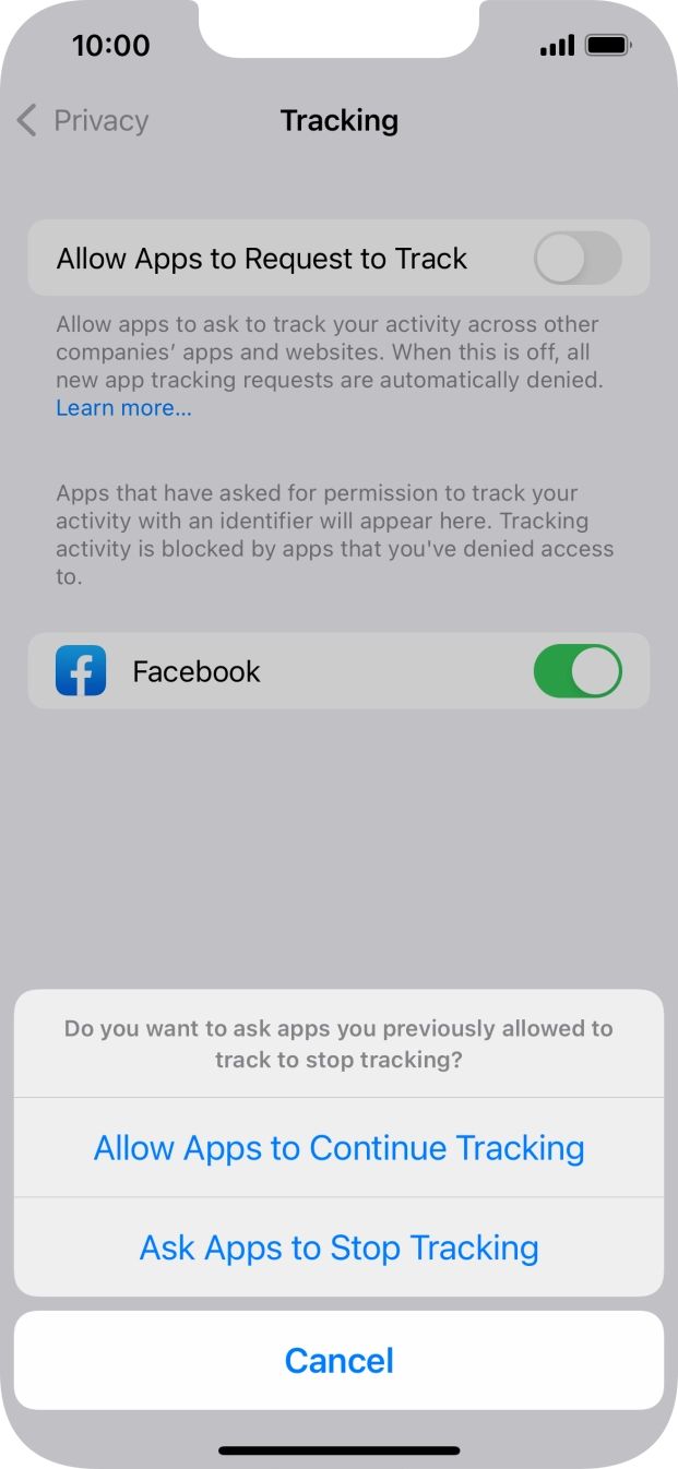 If you turn off the function, press the required setting.