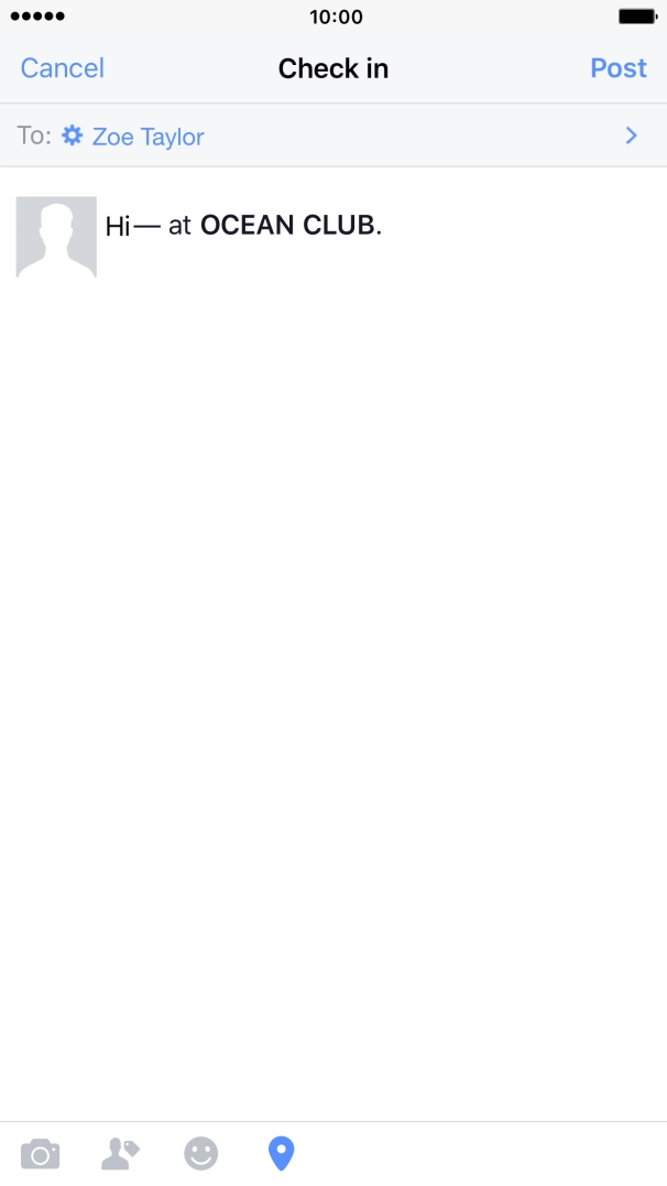 Write the required text and press Post.