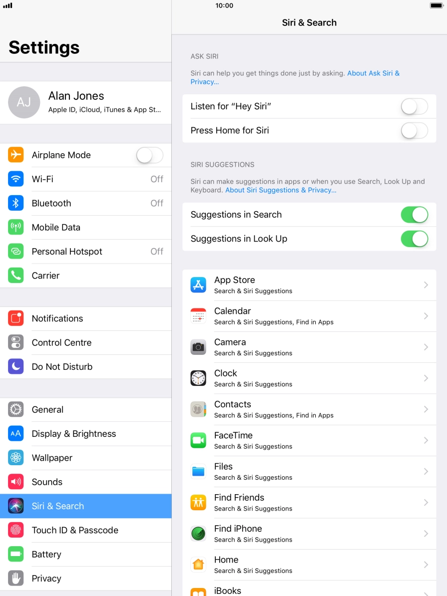 Press the indicator next to 