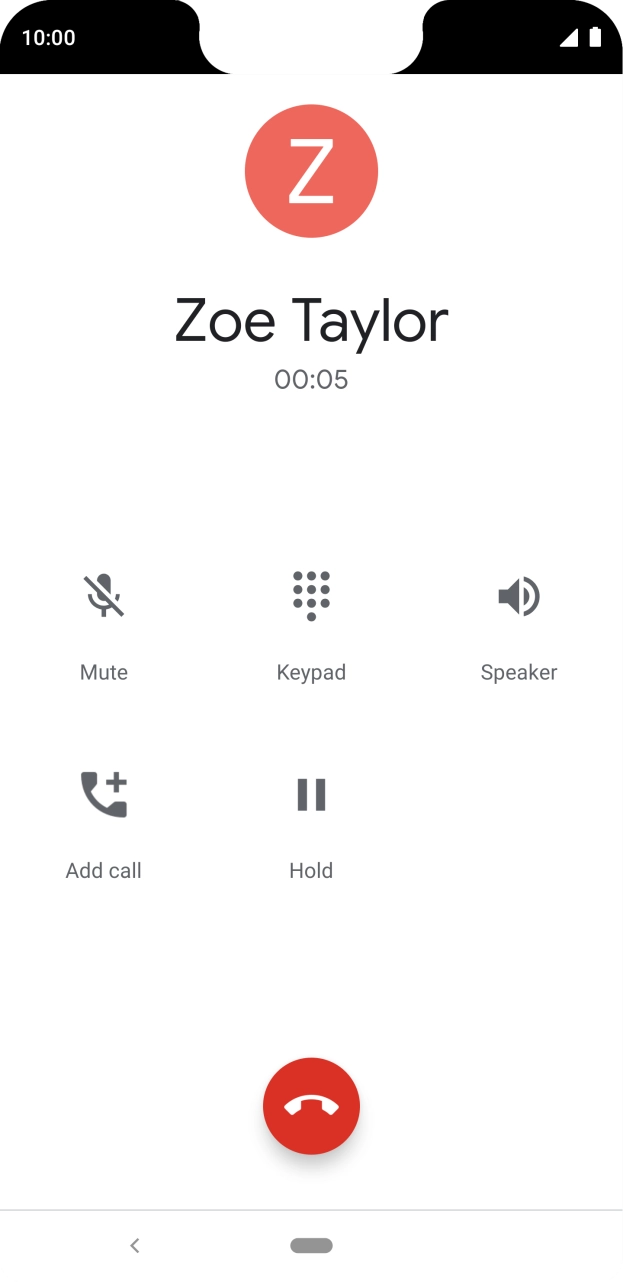 Press the end call icon.