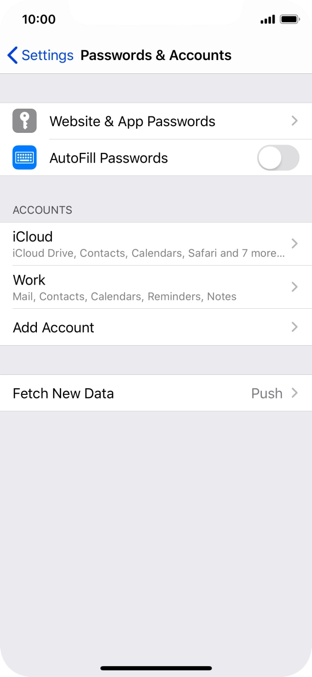 Press the name of the Exchange email account you've just set up. Press the name of the Exchange email account you've just set up.