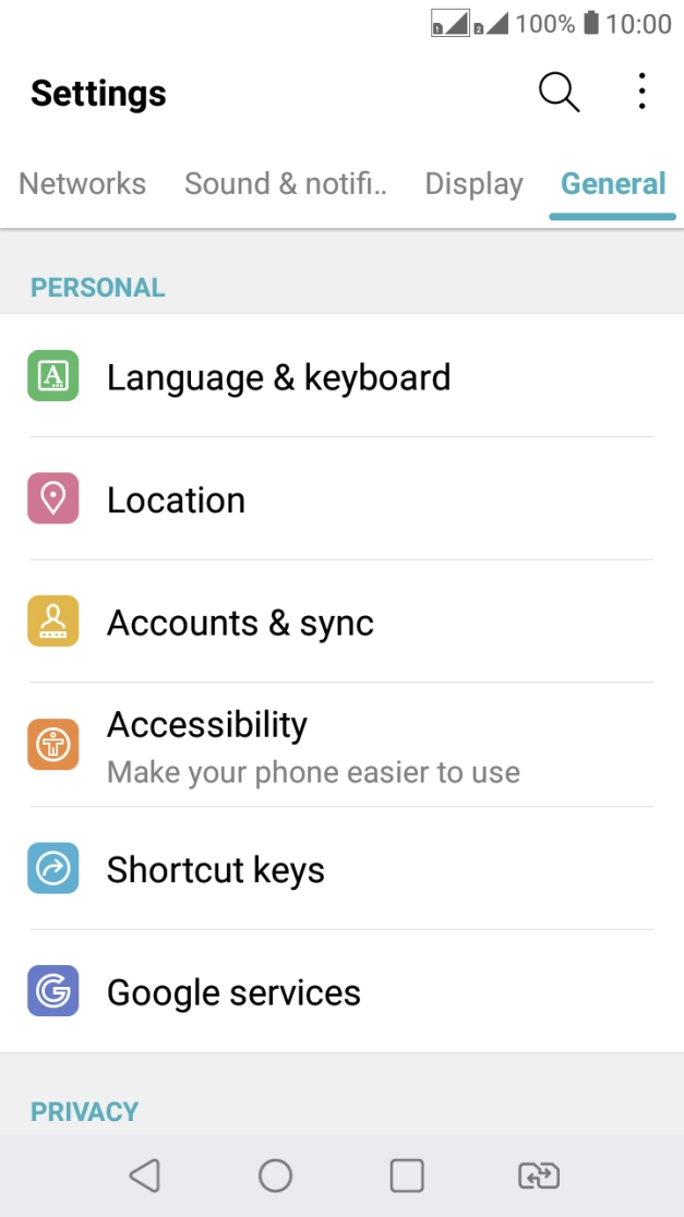 Press Accounts & sync. Press Accounts & sync.