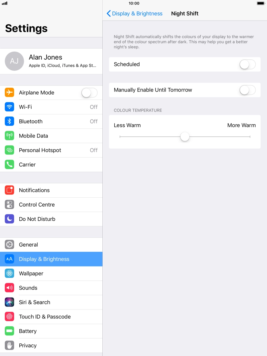 Press the indicator next to 
