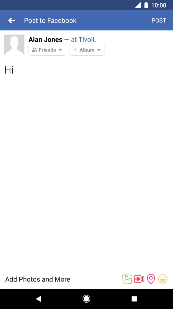 Write the required text and press POST.